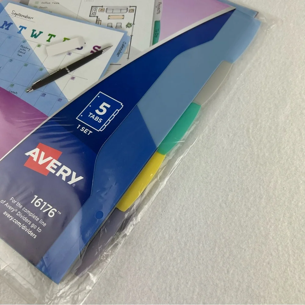 Avery 5 Tab Write & Erase Pocket Plastic Dividers 16176 Lot of 2